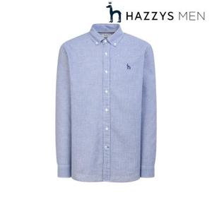 헤지스 남성 (HZSH6B311N2) 네이비 체크 면혼방 긴팔캐주얼셔츠