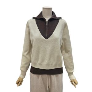 [에이지도르]브이넥 배색 하프 집업 니트(ALFIWIR244)