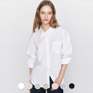 [지오다노]여성 봄 간절기 레귤러핏 긴팔 포플린 면 셔츠 346501