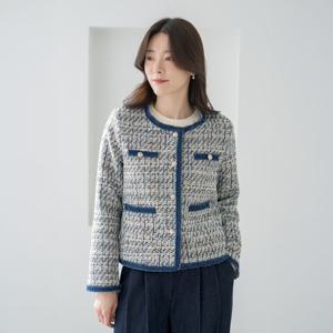 엄마옷 마담4060 블루믹스트위드자켓 중년여성 데일리-ZJK2602002-