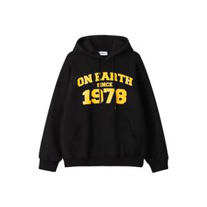 남자 1978 세미 오버핏 기모 후드 티셔츠 RM-TSK-Q058-검정