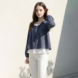 부루앤쥬디 체크리본레이스블라우스 BOSCBL530B