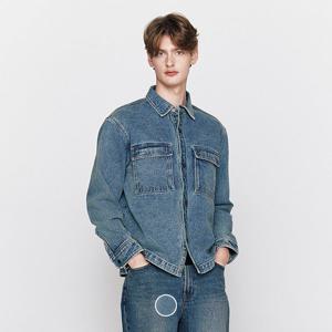 [지오다노] 남성 봄 간절기 코튼 데님 셔켓 셔츠타입 청자켓 076503