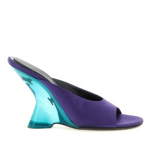 드리스반노튼 새틴 오픈토 플렉시글라스 웨지 뮬 2610117553304