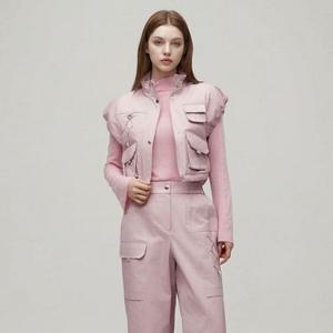 [에고이스트]소매 러플 크롭 레이스업 베스트(ES1PV160)