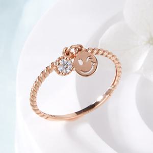 [비앤비골드] 14K 윙크 스마일 큐빅볼 딸랑이 꼬임 반지 SRS42398