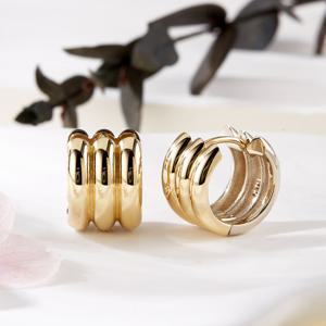 [비앤비골드] 14K 라운딩 루프컷 원터치 링 귀걸이 한쌍 SNE42386