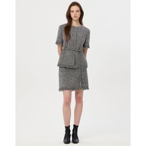 질스튜어트 뉴욕 여성 25FW 시즌오프 블랙 올풀림장식 코튼혼방 트위드스커트 JSSK5C110BK