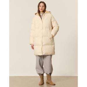 아떼바네사브루노 여성 25FW 시즌오프아이보리 퍼 후드 탈부착 구스다운 퀼팅 하프 패딩 점퍼 VLJU5D453IV