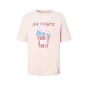 질스튜어트 뉴욕 여성 25FW 핑크 로고프린트 코튼 반팔티셔츠 JSTS5C100P1