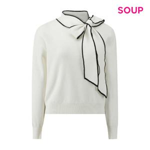 SOUP  배색 라인 빅 리본 타이 니트 (S62LK01)