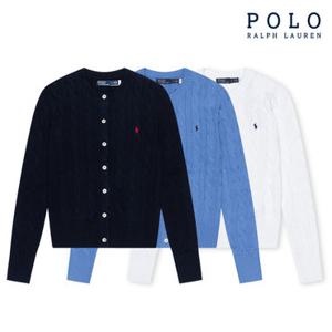 [폴로 랄프로렌] 여성 겨울 케이블 니트 코튼 크루넥 가디건