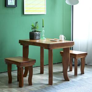 해찬솔 통원목 비담 2인용 식탁세트F 900 (스툴의자2개)