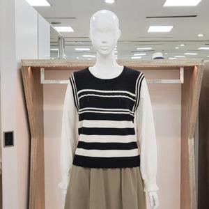 해리앤 DP01 소매배색 단가라 니트 YQPP7219