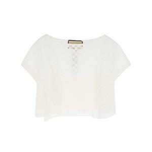 [엘러브] 구찌 더블 G 플라워 레이스 탑 40 아이보리 4ET0783