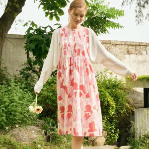 라페어 러브레터 레드핑크 민소매 핀턱원피스 LWLBAOP0278-PK