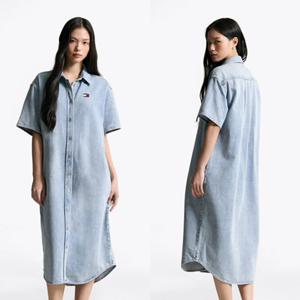 [타미진] 여성 T32F6NOP01TWT2 레귤러 핏 데님 셔츠 원피스 여자 롱 여름 반팔 연청 원피스 SC