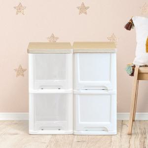 어반 우드상판 슬림서랍장 2단 (화이트/투명/다크투명)틈새수납