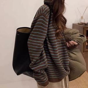 민트앤초코 스트라이프 후드 니트 ES-4012