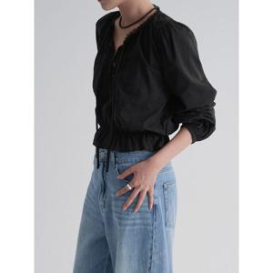 (355864LY15) [에잇세컨즈] 레이스 라운드넥 블라우스  블랙