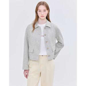 질스튜어트 뉴욕 여성 25SS 시즌오프 화이트 패턴 코튼혼방 트위드자켓 JSJA5B330OW