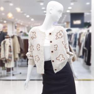 abfz sh06 큐티 드로잉 꽃 버튼 니트 SLBHA1Y35A