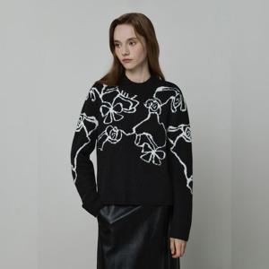 잇미샤 플로럴 자카드 니트 풀오버 ITPBKPO910