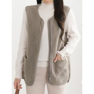 [모리스커밍홈]베이직 뽀글이 포켓 집업 베스트_M2410VT008D_L