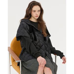 질스튜어트 뉴욕 여성 25FW 시즌오프블랙 단색 구스다운 반팔 패딩 점퍼 JSJU5D140BK