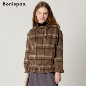 [보니스팍스(Bonispax)] 후드 체크 숏 자켓 (택가격 299000원)