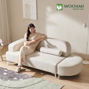 [매장진열상품]우아미가구 쿠잉 3인용 아쿠아텍스 소파+스툴세트 3color