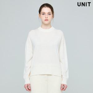 [유닛] 화이트 [캐시미어 100] 루즈핏 크루넥 가드니아 풀오버 UFKKCN411C-31