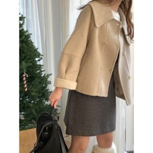 [헤레이스]울100% 카라 스티치 핸드메이드 울코트_YMSH25FW360