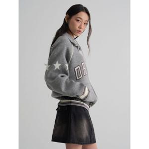 (35615ASC13) [에잇세컨즈] 풀집업 레터링 스웨터  그레이