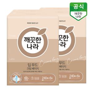 깨끗한나라 미용티슈 딥무드 크림 베이지 240매 6입(팩) x 2팩