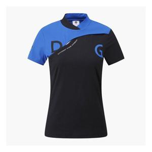데상트 GOLF 여성 컬러 블럭 골지 반팔 티셔츠 (DQ12WFTS34) DQ12WFTS34_BLKG 279900