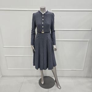 [미니멈]MZAAWO1150GY 레이스배색 하프넥 플리츠 원피스