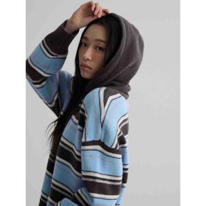 (356151SMBQ) [에잇세컨즈] 후드 스트라이프 풀오버  스카이 블루