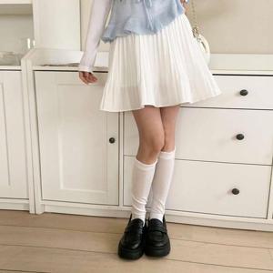 여성용 쁘띠 봄철 아코디언 숏스커트
