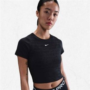 나이키 프로 여성 드라이 핏 반팔 크롭 자카드 탑 HJ2286-010 2476509
