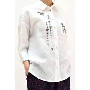 [비꼴리끄(여성)]린넨 자수 칠부 셔츠 블라우스B242WB2120