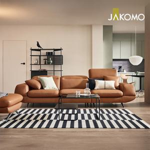 델모나 4인 기능성 슈렁큰 천연면피 소가죽 소파(전면가죽)+스툴