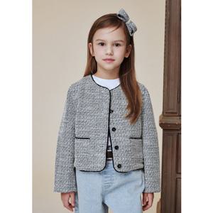 빈2 BA14JK01BK 아동 여아 블랙 트위드 노카라 자켓  초등 2026년 봄상품
