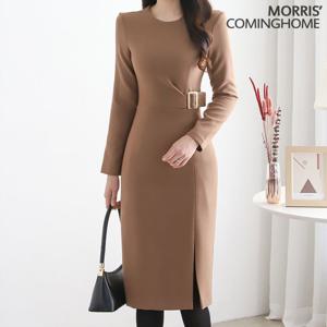 [한정/특가][모리스커밍홈]사이드 사각 고리 앞트임 원피스_[M2112OP328D]