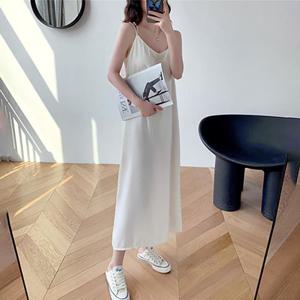 여름 민소매 원피스 화이트 롱 끈나시 여성