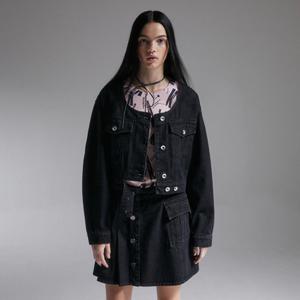 [에고이스트] EP3DZ861 라운드 카라 루즈핏 숏 데님 자켓 (23년 가을)