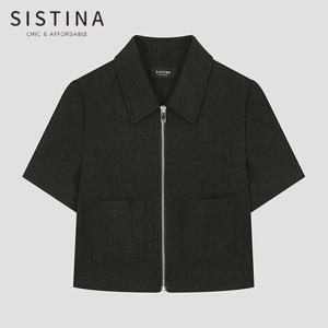 [SISTINA] 인기 트위드 집업 셔츠 자켓_AWWJKO21060_BK