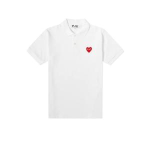 (M)(카라티) 꼼데가르송 레드 와펜 폴로 셔츠 화이트 AZ-T006-051-5/AX-T006-051-5