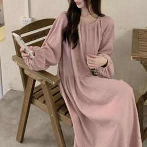 G126743_넥트임 링클스판 루즈핏 셔링 롱원피스