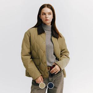 [지오다노/본사] 374914 여 코듀로이 카라 어니언 퀼팅 자켓 (TAG가 89800원)